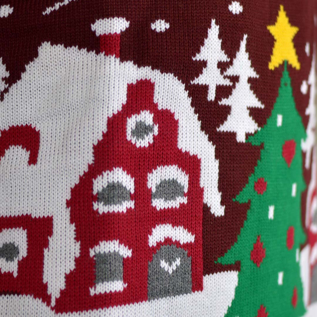 Camisola de Natal para Homem Pai Natal en Trenó e Árvore de Natal detalhe
