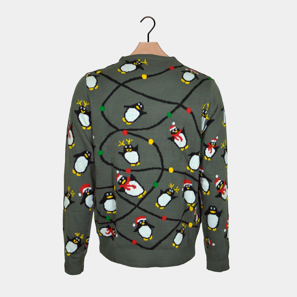 Camisola de Natal para Homem com Luzes LED Pinguins