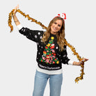Camisola de Natal para Homem e Mulher Preta com Árvore de Natal

