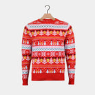Camisola de Natal Homem  Algodão Orgânico Neve Vermelha Bonecos Árvores