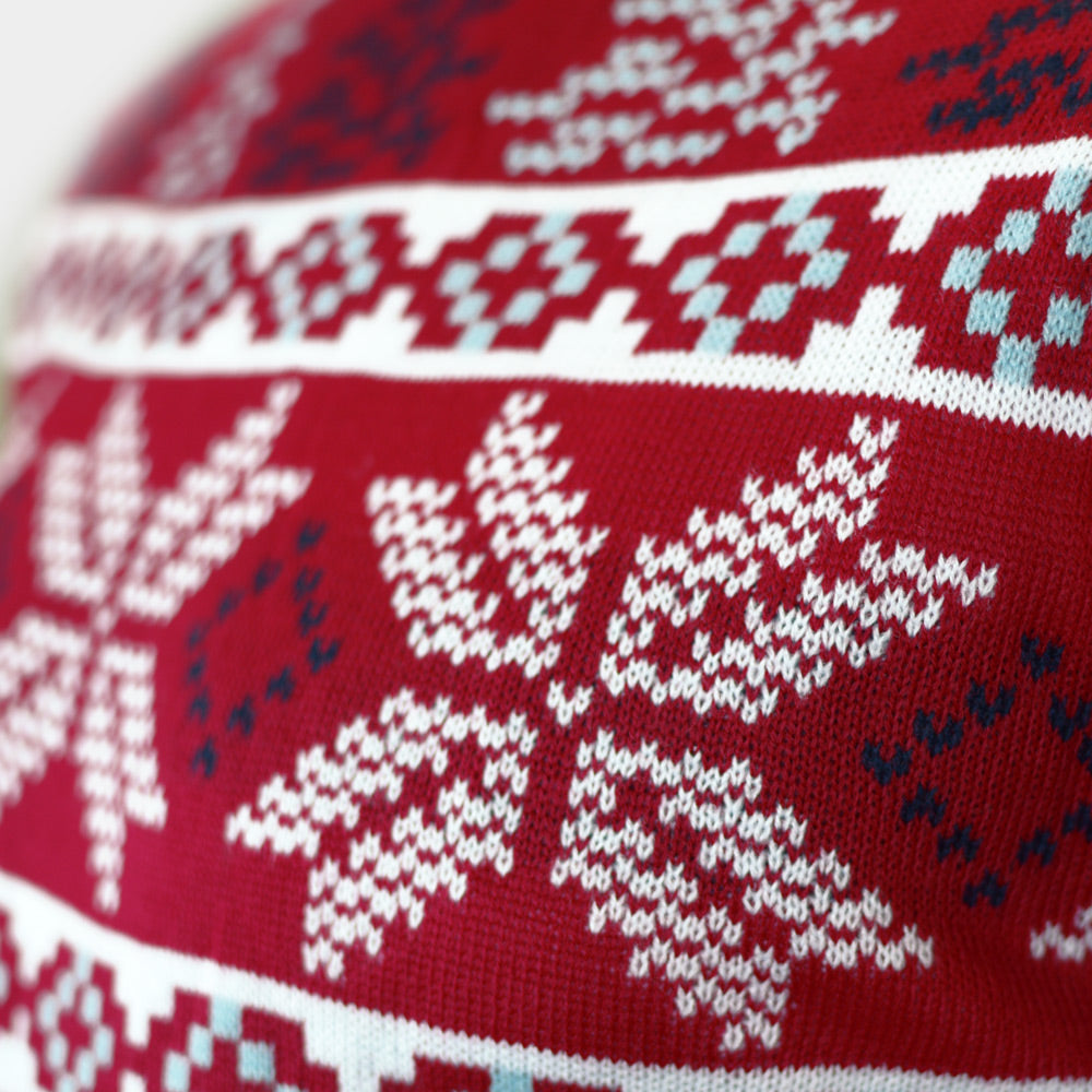 detalhe Camisola de Natal para Homem Vermelha Clássica Estrelas Polares