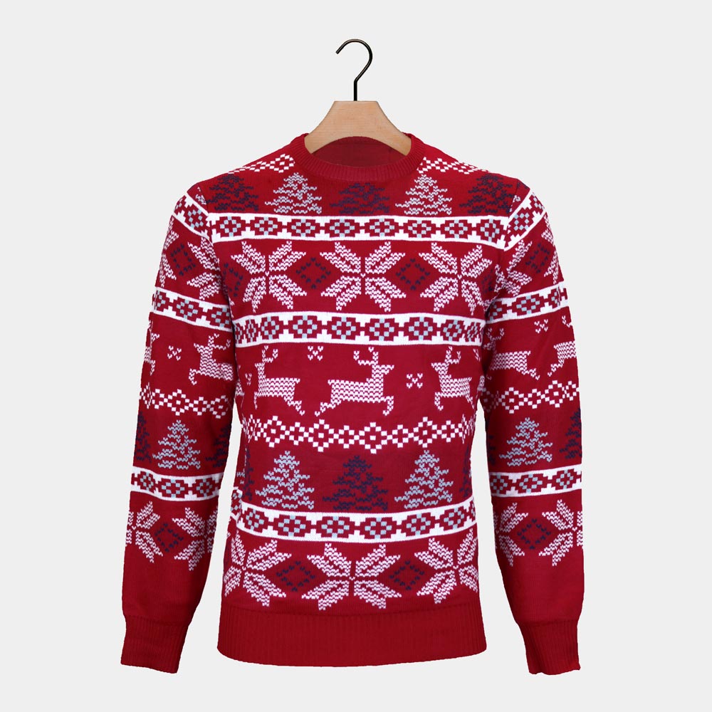 Camisola de Natal para Homem Vermelha Clássica Estrelas Polares
