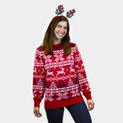 Camisola de Natal para Homem Mulher Vermelha Clássica Estrelas Polares
