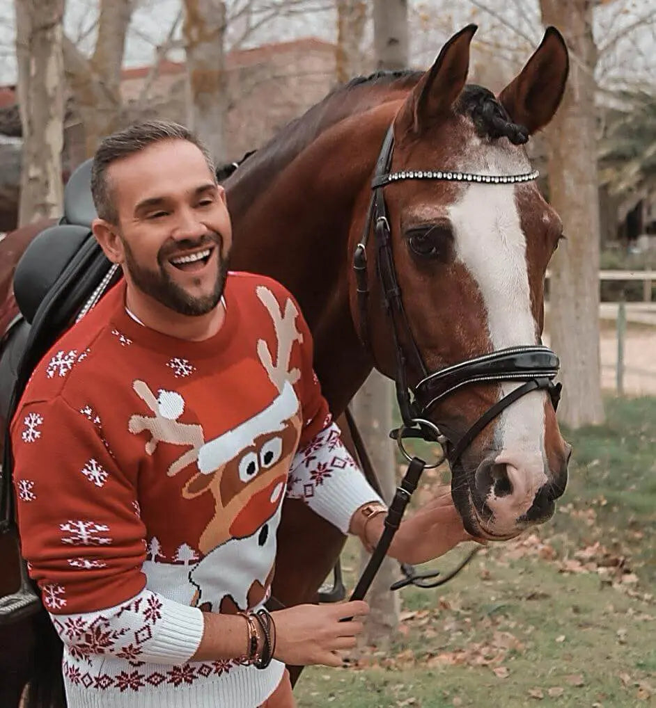 Camisola de Natal Homen e Cavalo