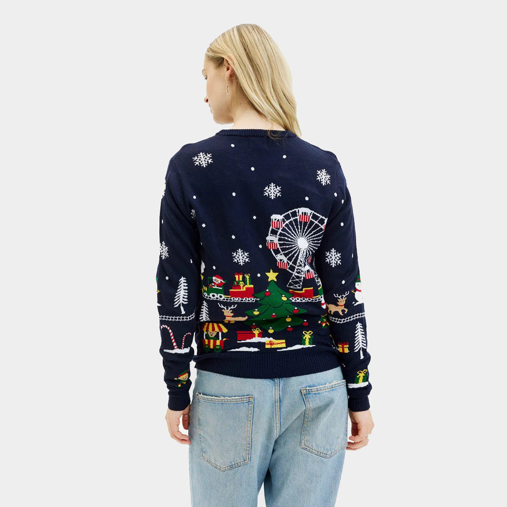 Camisola de Natal Luzes LED Feira de Natal Mulher 