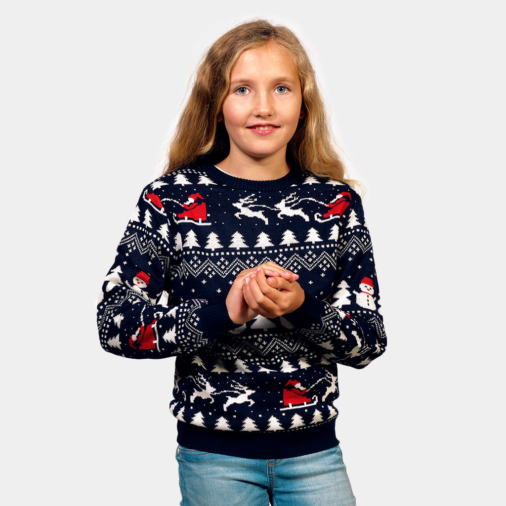 Camisola de Natal Menina Árvores, Bonecos e Pai Natal
