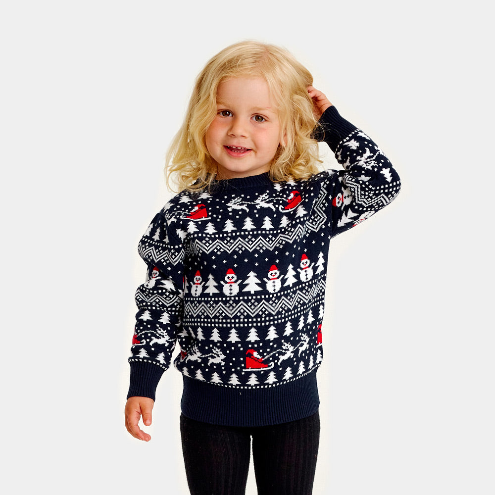 Camisola de Natal Menina Árvores Pai Natal  Bonecos 
