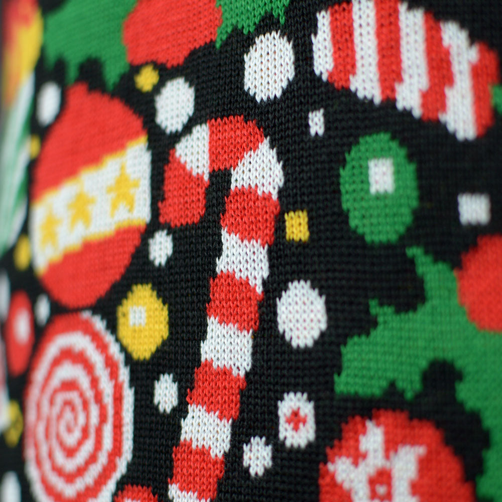 Detalhe Camisola de Natal para Menina y Menino Preta Árvore de Natal