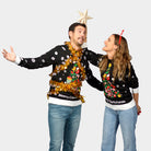 Camisola de Natal para Menina e Menino Preta Mulher e Homem Árvore de Natal

