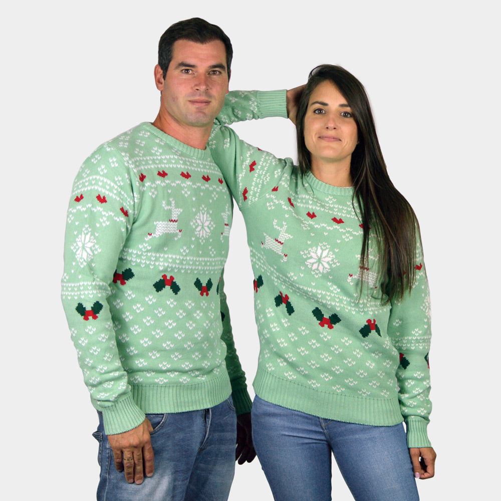 Camisola de Natal Verde Casal Menina e Menino Sweet Christmas
