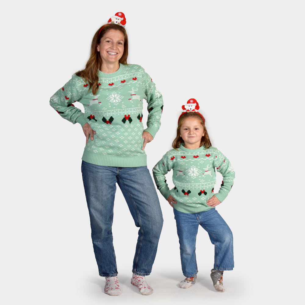 Camisola de Natal Verde para Menina e Menino Sweet Christmas Família
