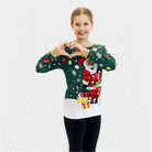 Camisola de Natal Verde Luzes LED Menina Crianás Pai Natal Preso
