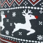 Camisola de Natal Mulher Gola Alta Cinzenta Algodão Orgânico Renas 

