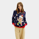 Camisola de Natal para Mulher Azul com Luzes LED Ginger Cookie
