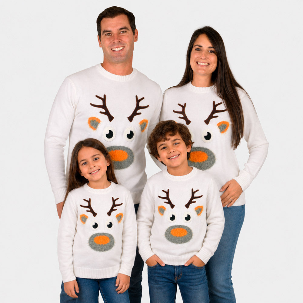 Camisola de Natal para Mulher Branca com Rena 3D Família