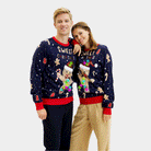 Camisola de Natal para Mulher Homem Azul com Luzes LED Ginger Cookie
