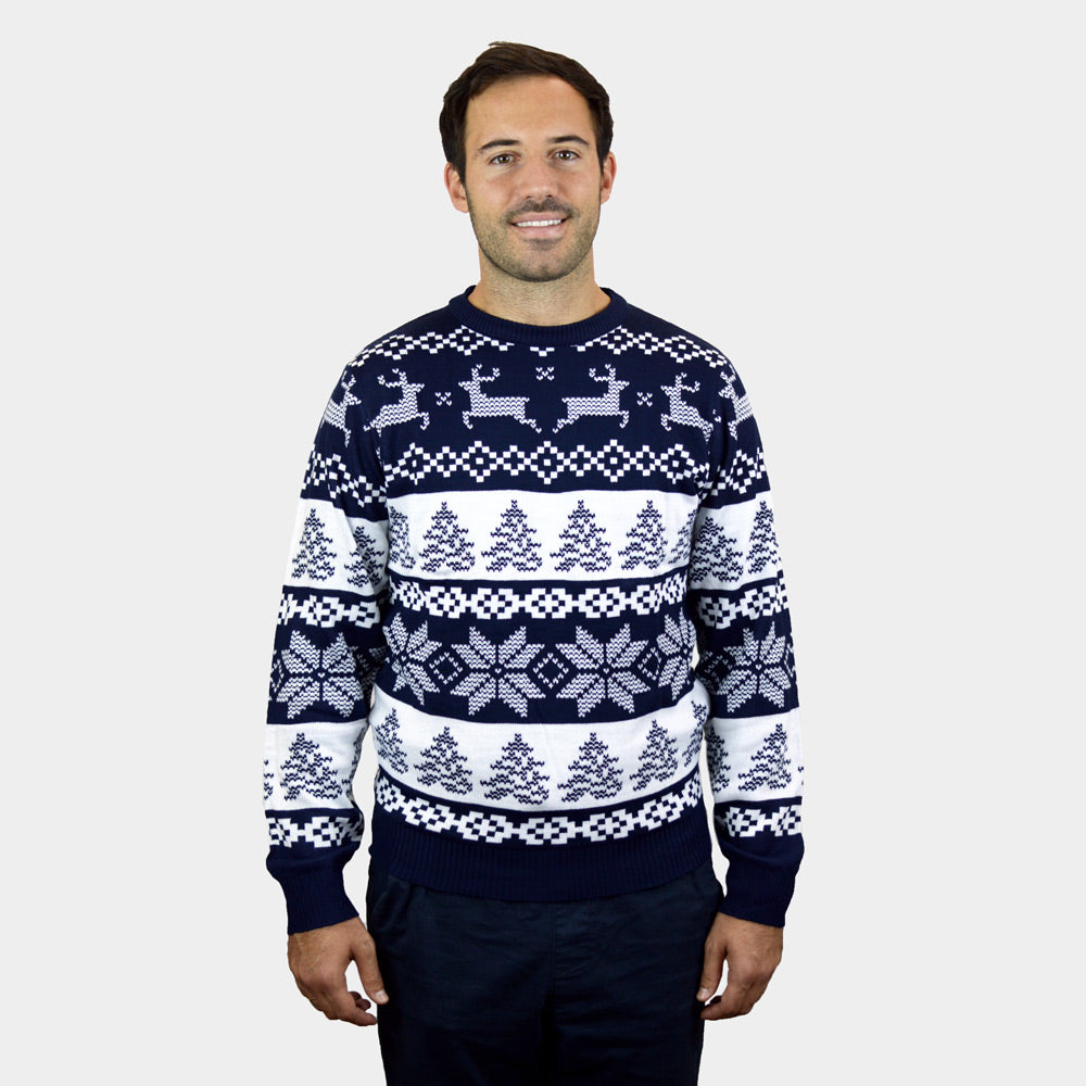 Camisola de Natal Homem Mulher Azul Pólo Norte

