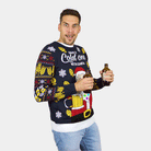 Camisola de Natal Homem Mulher com Luzes LED Pai Natal com Cerveja
