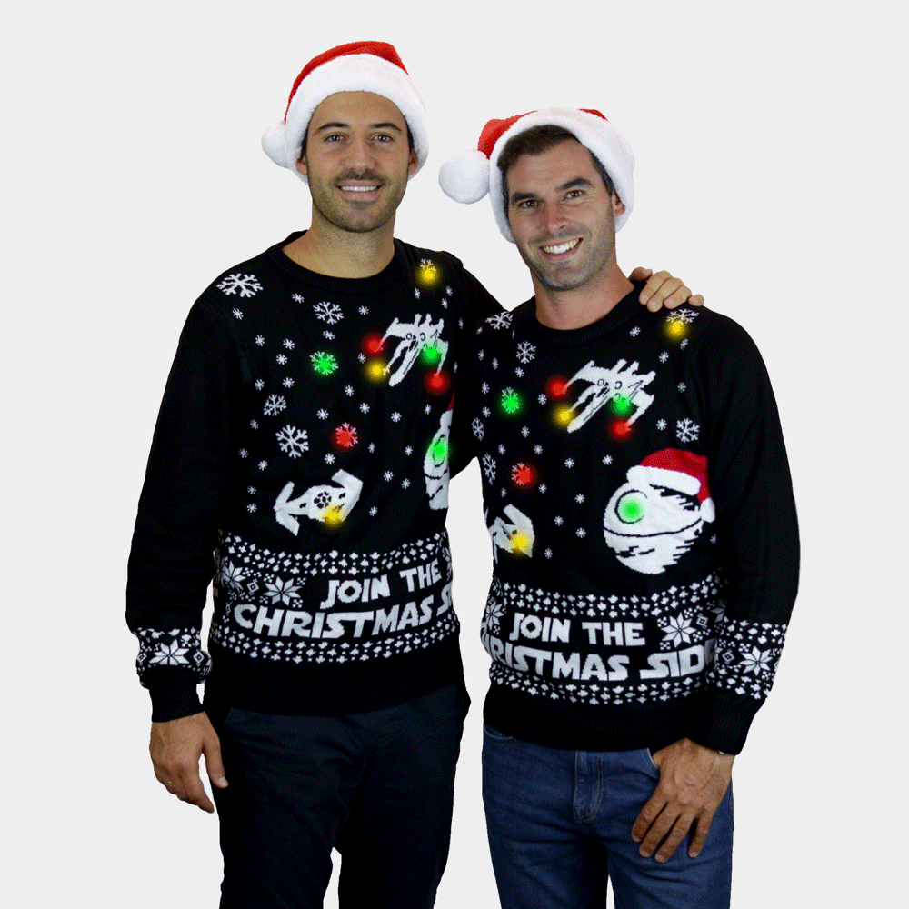 Camisola de Natal Mulher Star Wars Homem Luzes LED Join the Christmas Side
