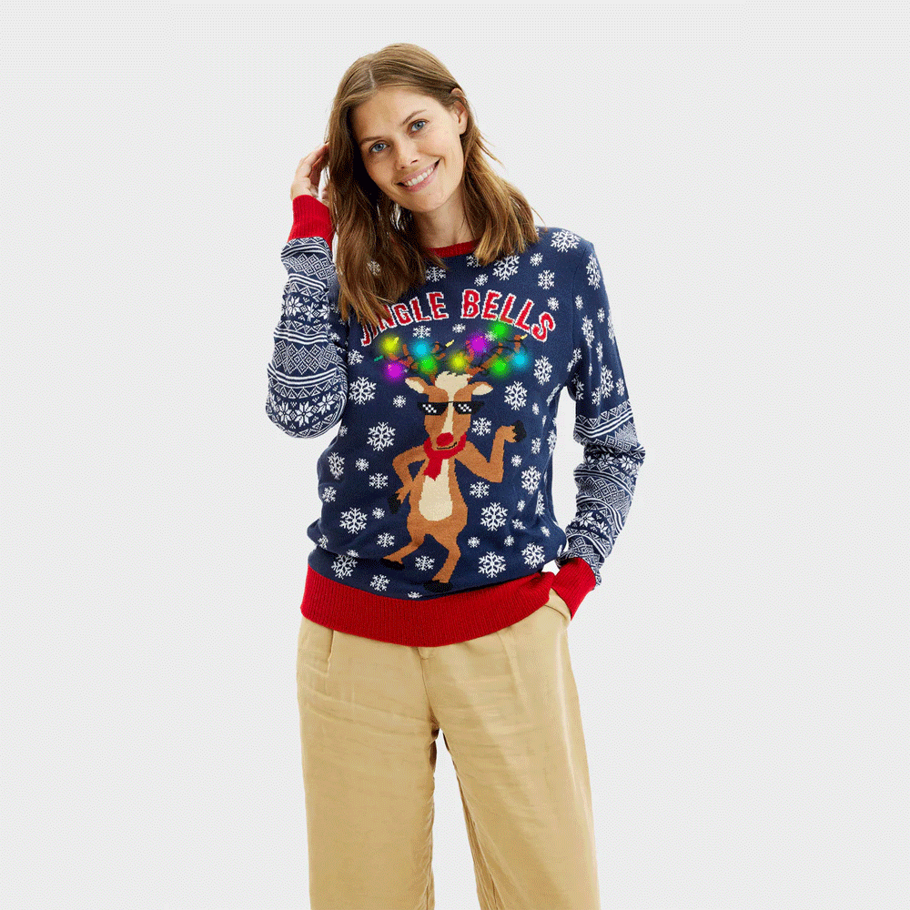 Camisola de Natal para Mulher com Luzes LED Jingle Bells
