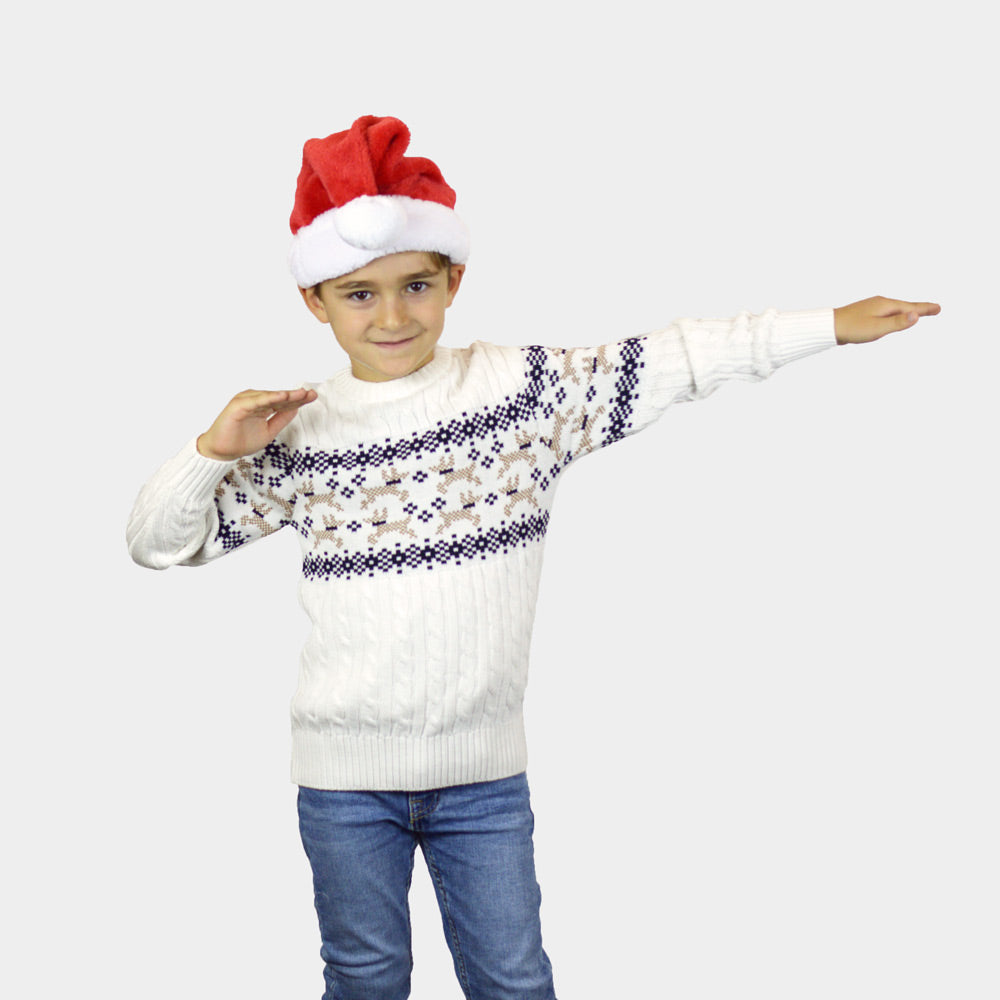 Camisola de Natal Menino Mulher Branca Elegante Alaska
