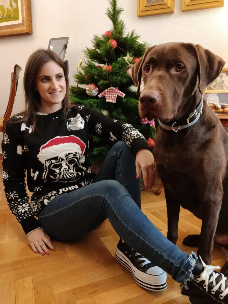 Camisola de Natal Mulher Star Wars Preta com Cachorro