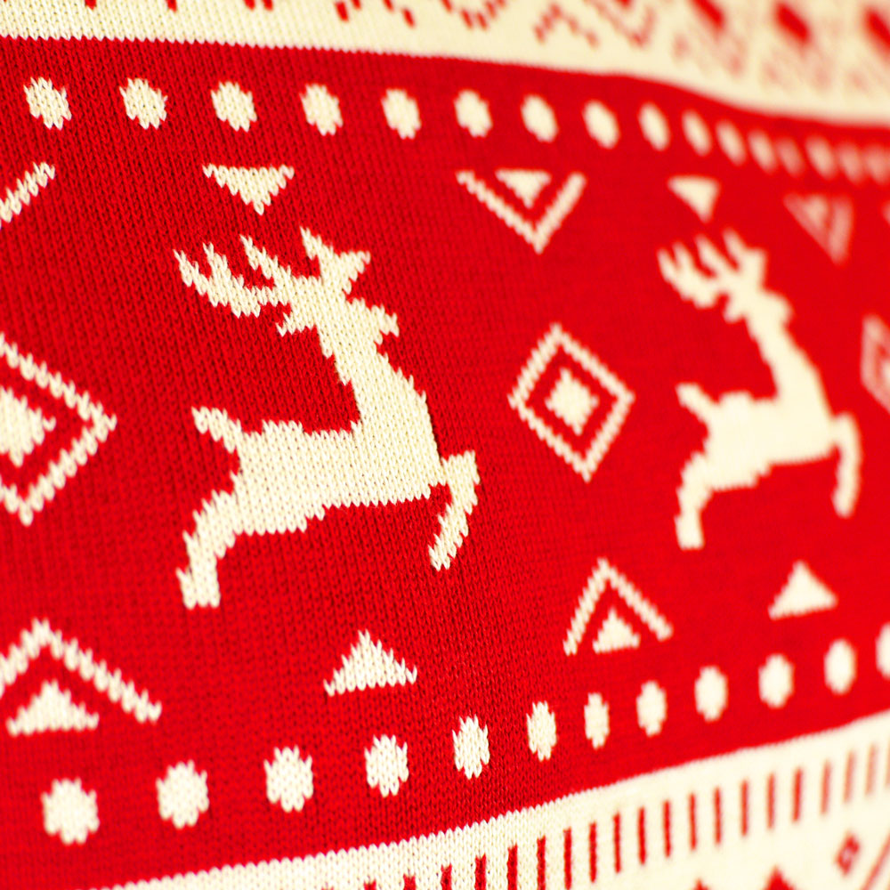 Camisola de Natal Mulher Vermelhos Bege Algodão Orgânico Corações 
