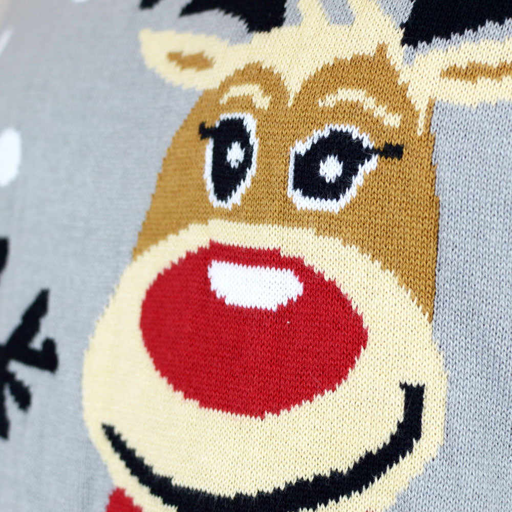 Camisola de Natal para familia Cinza Renas Cute
