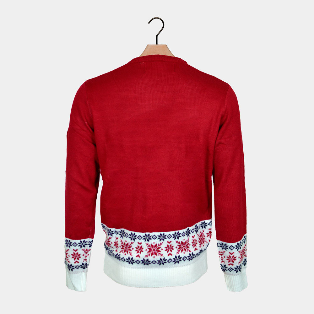 Camisola de Natal Homem Rena e Pai Natal Sorridentes
