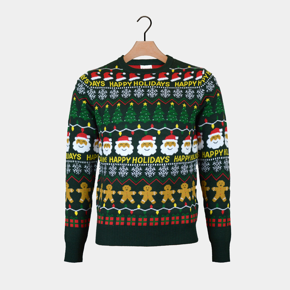 Camisola de Natal Verde Homem Happy Holidays
