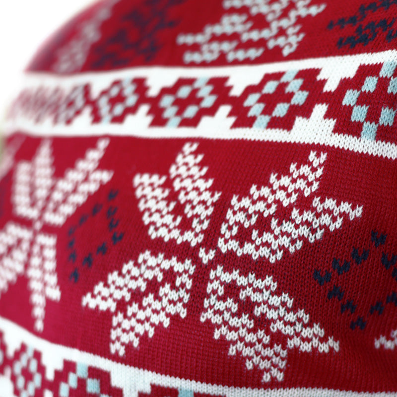 Camisola de Natal Vermelha Clássica para Família Estrelas Polares Detalhe