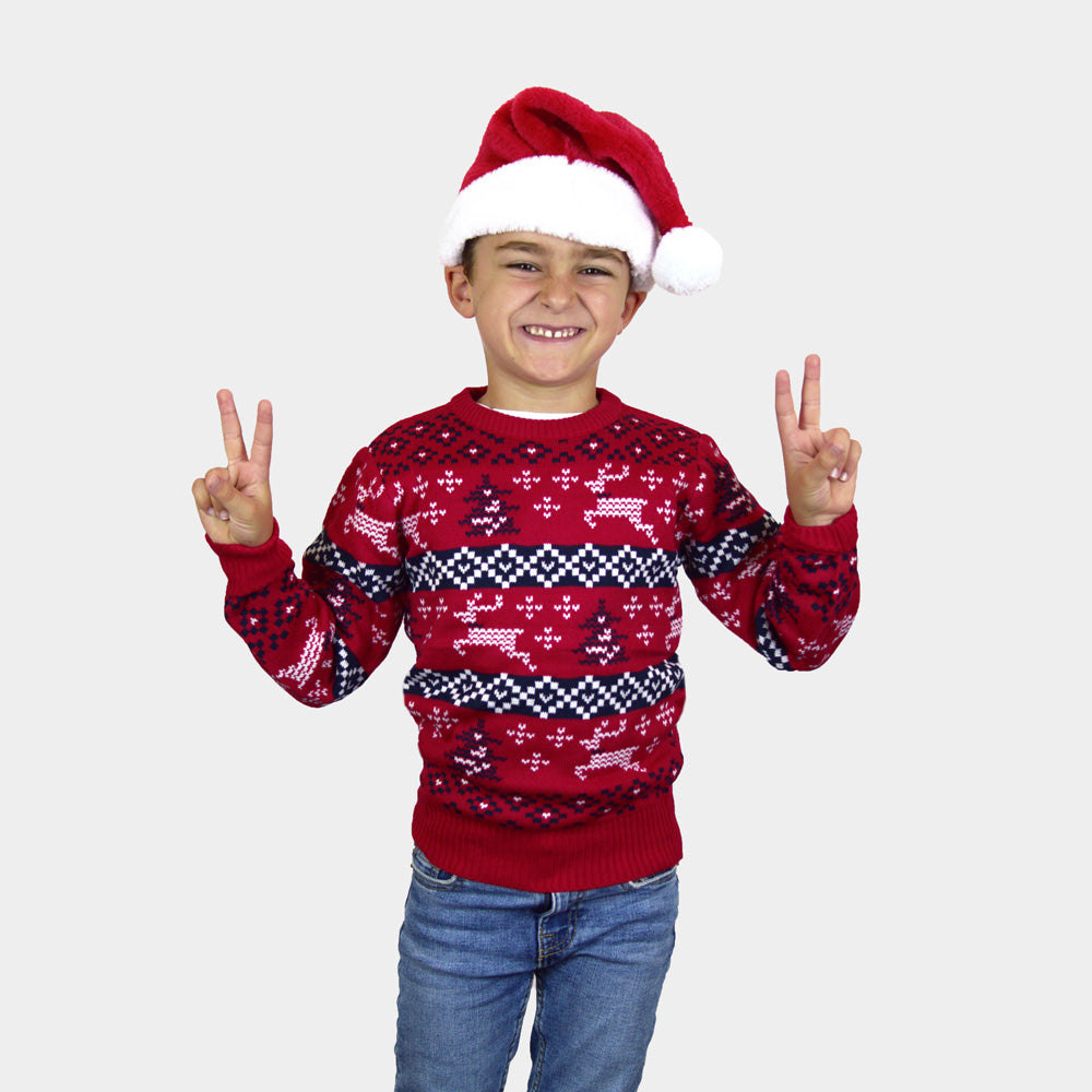 Camisola de Natal Vermelha para Família Canadá menino