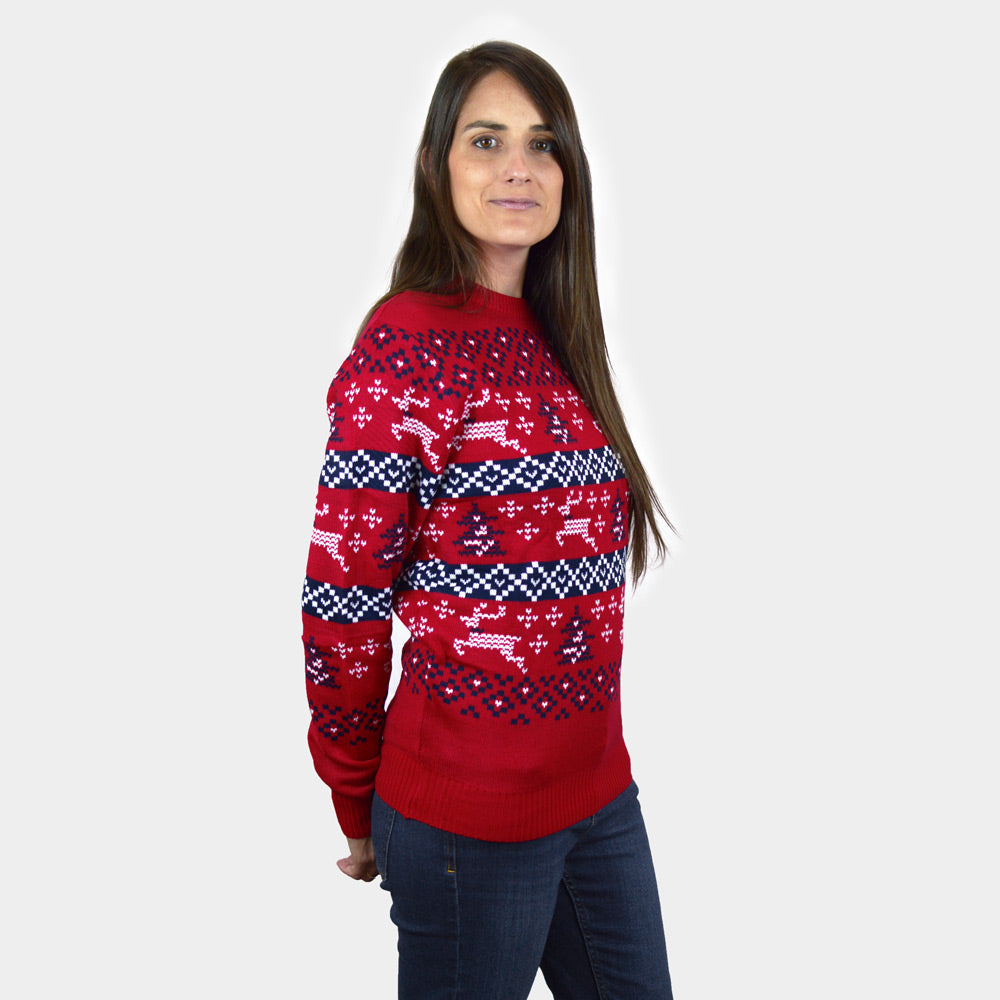 Camisola de Natal Vermelha Mulher Menina y Menino Canadá
