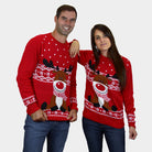 Camisola de Natal Vermelha Menina y Menino Casal Rena Rudolph Cachecol
