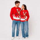 Camisola de Natal Família Vermelha Rena com Cerveja Casal
