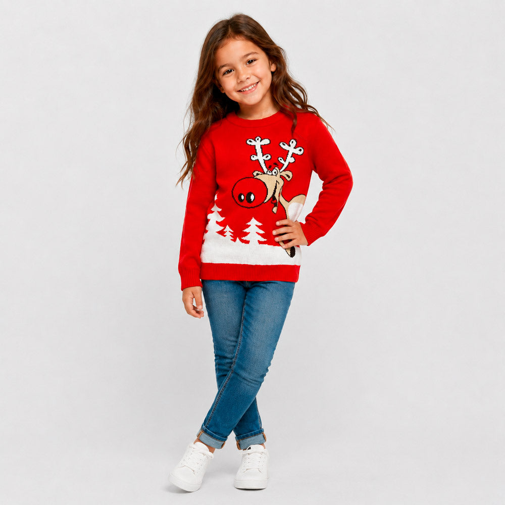 Camisola de Natal Família Vermelha Rena com Cerveja Menina
