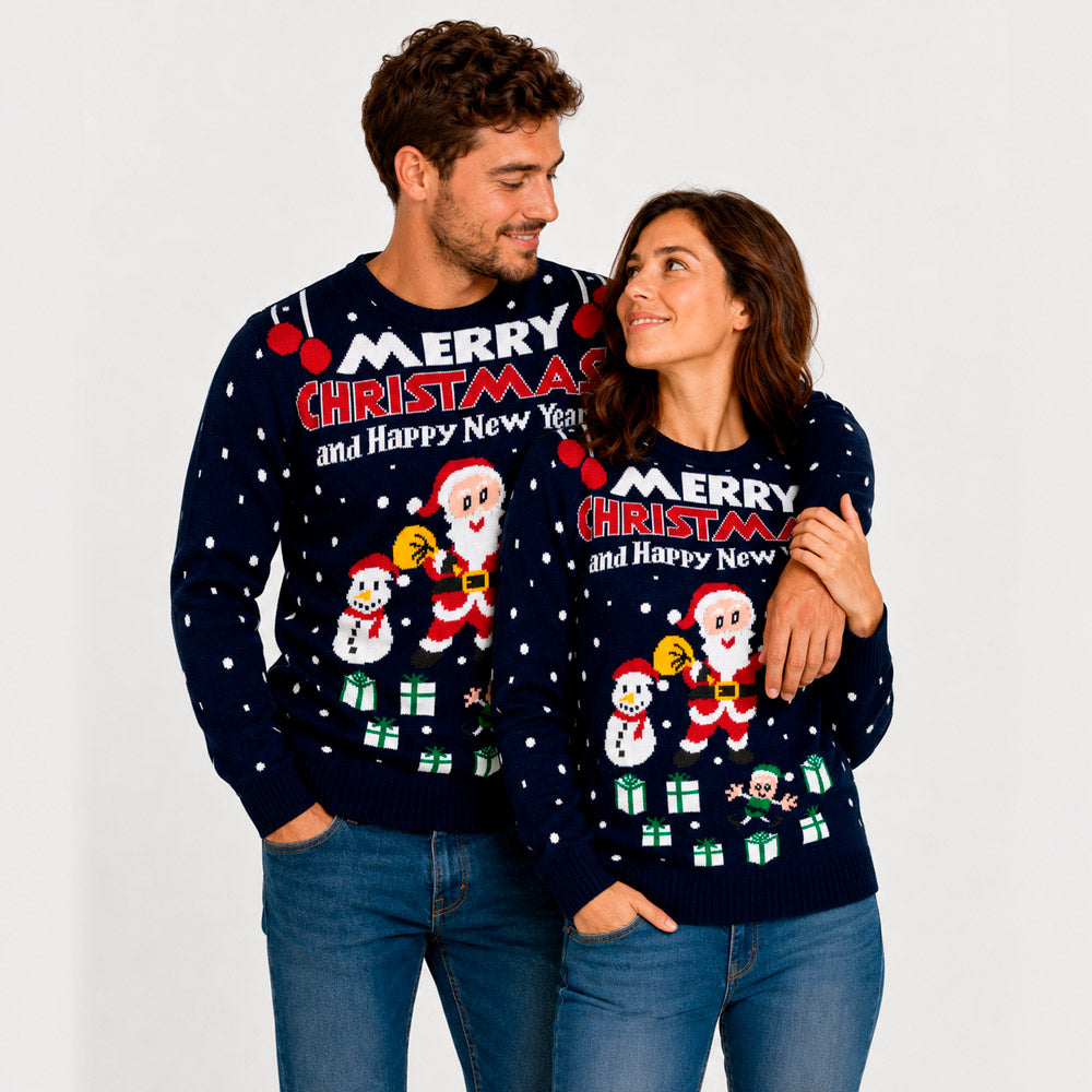 Casal Camisola de Natal Homem Merry Christmas and Happy New Year

