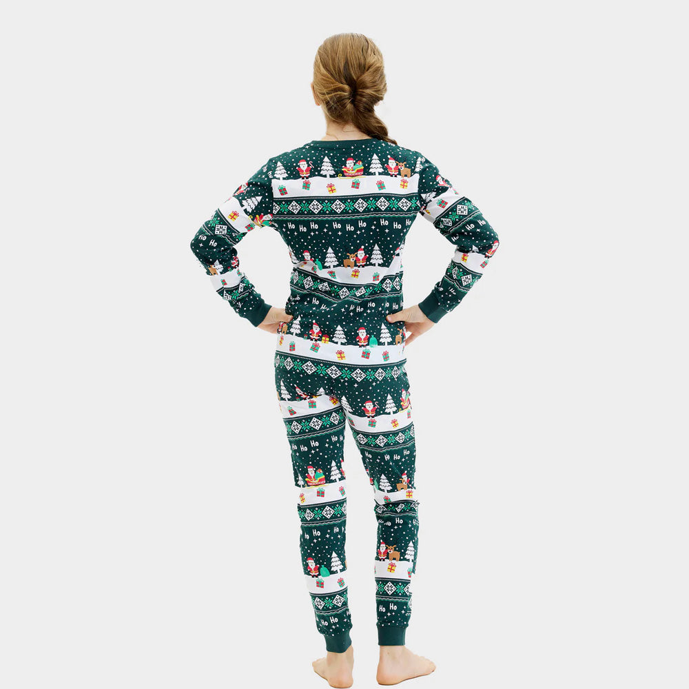 Pijama de Natal Crianças Jolly Christmas Algodão Orgânico Green 
