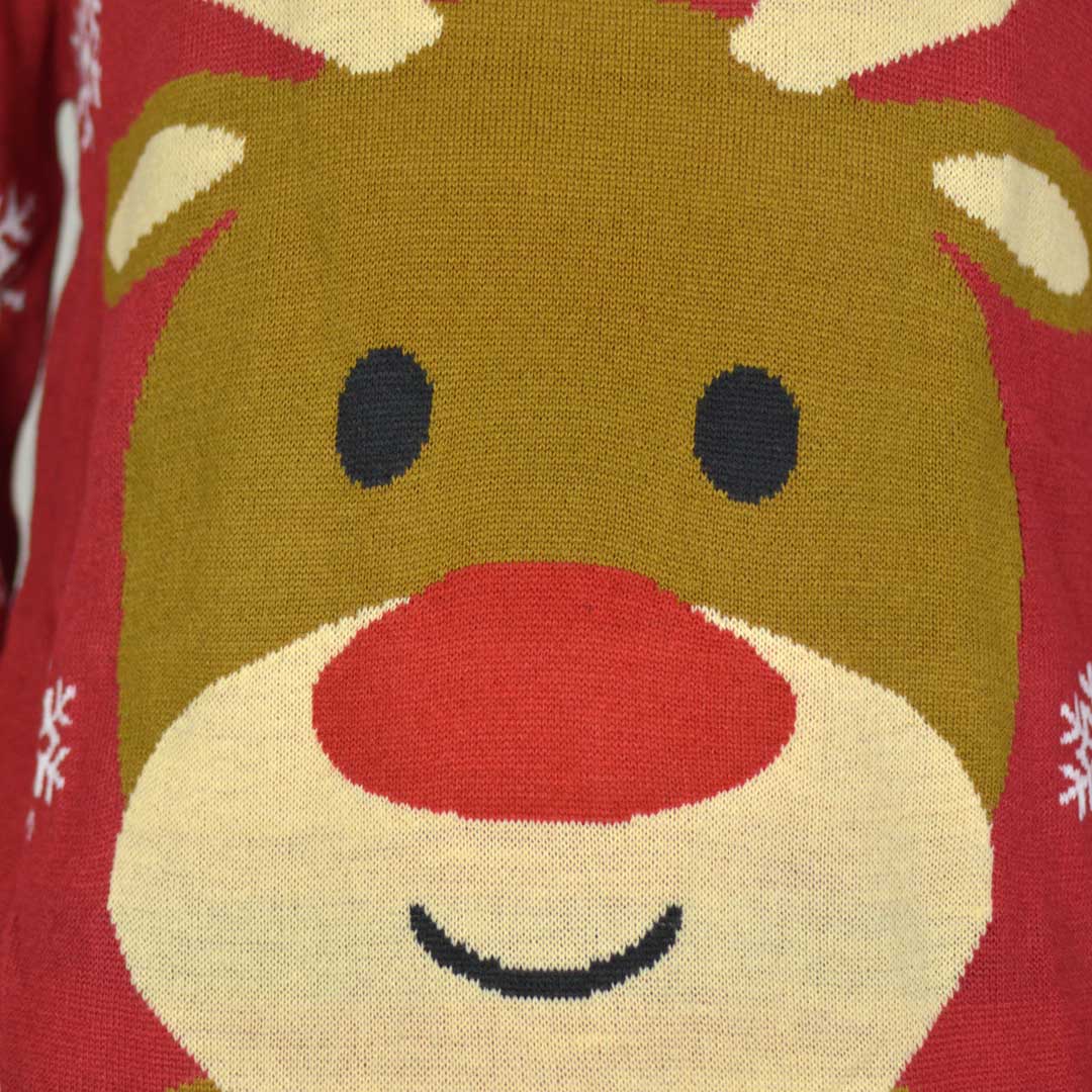 Camisola de Natal Homem Rena Rudolph Vermelha