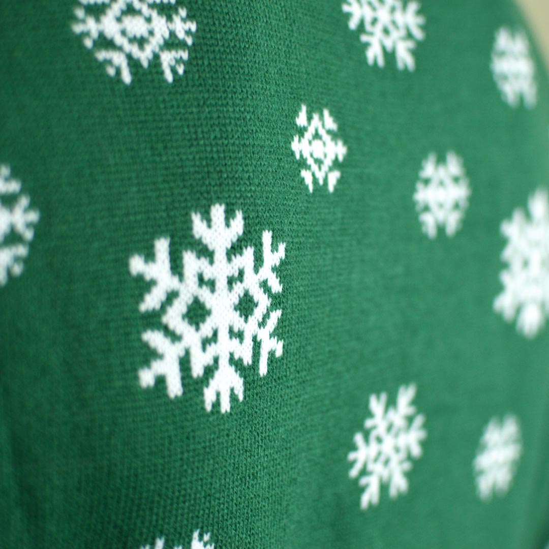 detalhe Camisola de Natal para Homem Verde Holly Jolly Lantejoulas