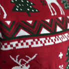 Camisola de Natal para Homem Vermelha com Árvores de Natal e Renas detalhe