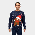 Homem Camisola de Natal para Casal Azul Gingerbread