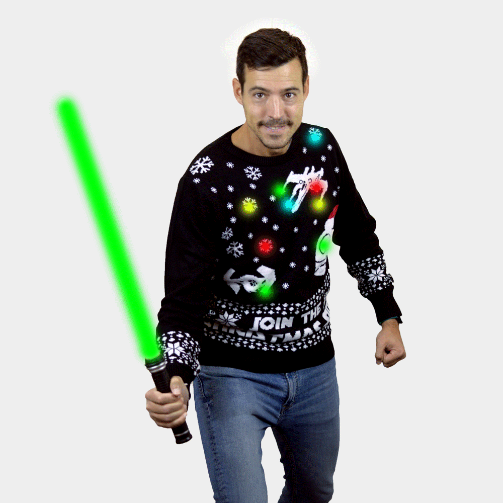 Camisola de Natal com Luzes LED Join the Christmas Side para homem
