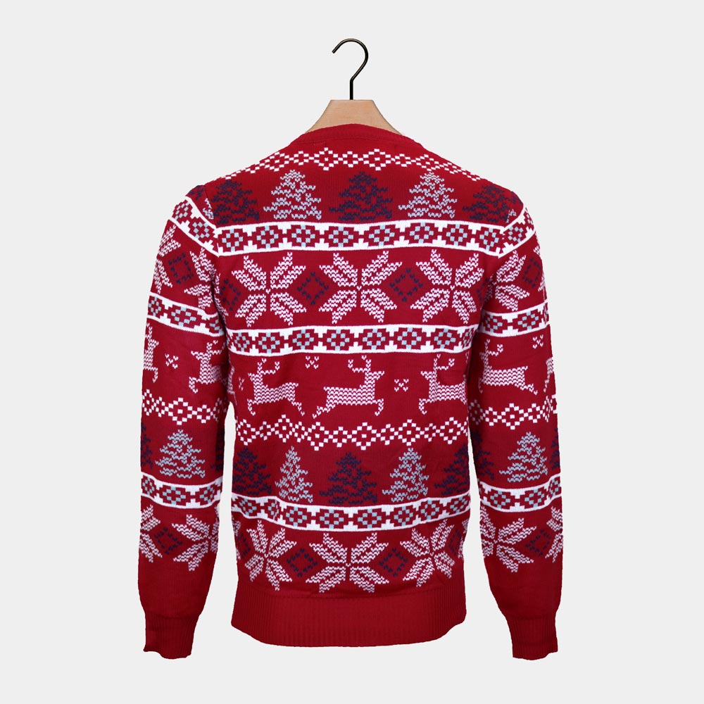 Camisola de Natal Homem Vermelha Clássica Estrelas Polares