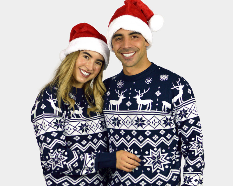 Camisola de Natal elegante casal mulher e homem