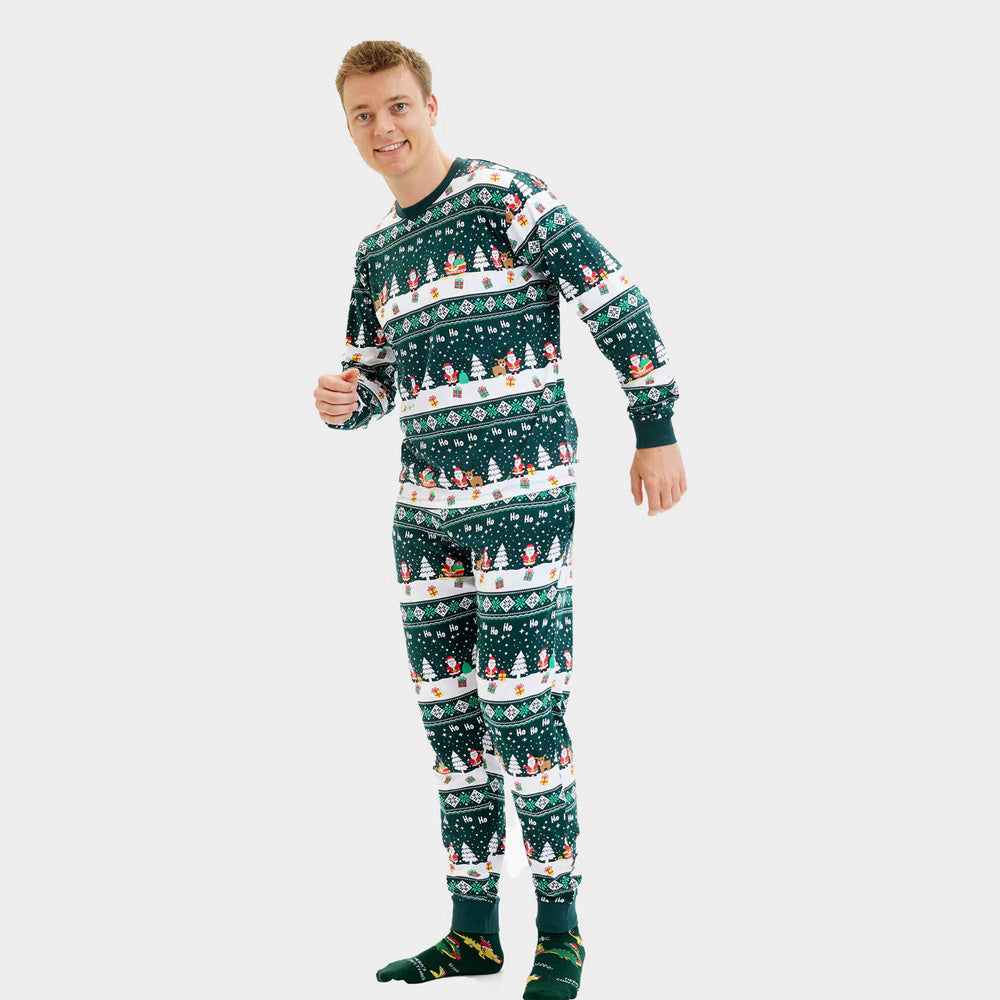 Pijama de Natal Adultos Unisex Green Jolly Christmas Algodão Orgânico
