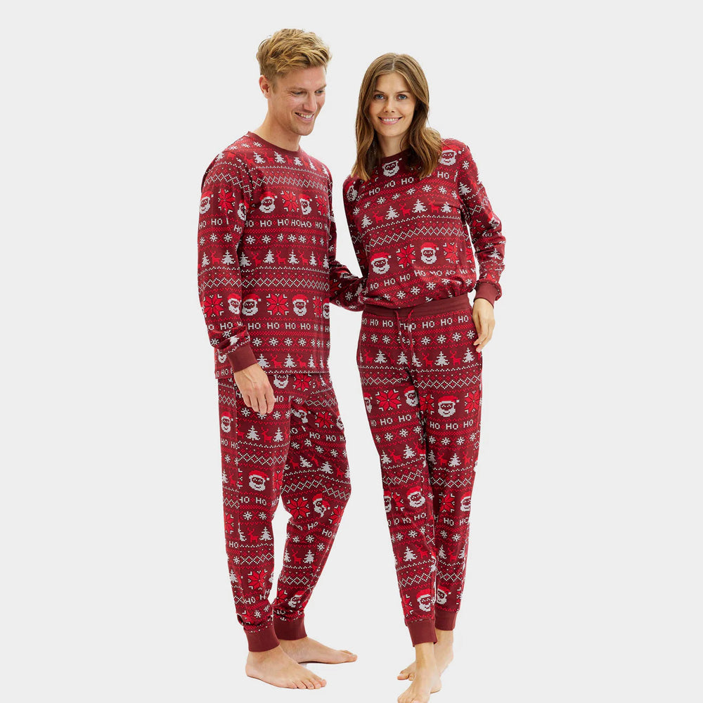 Pijama de Natal para Adultos Unisex Vermelho HoHoHo Algodão Orgânico
