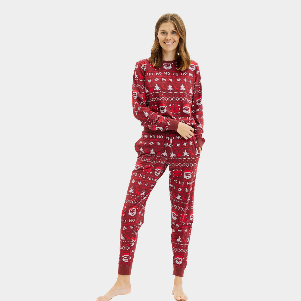 Pijama de Natal Adultos Unisex Vermelho HoHoHo Algodão Orgânico
