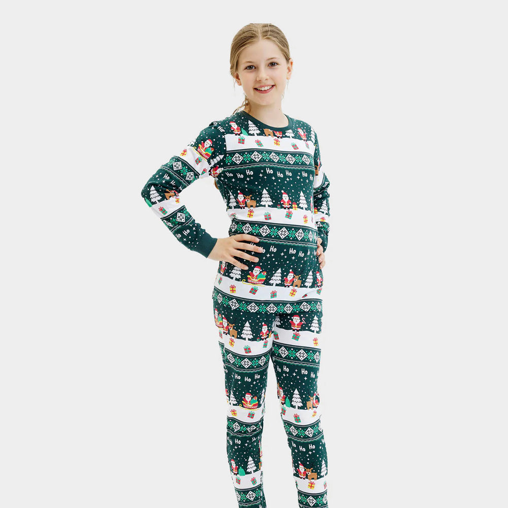 Pijama de Natal para Crianças Green Jolly Christmas Algodão Orgânico
