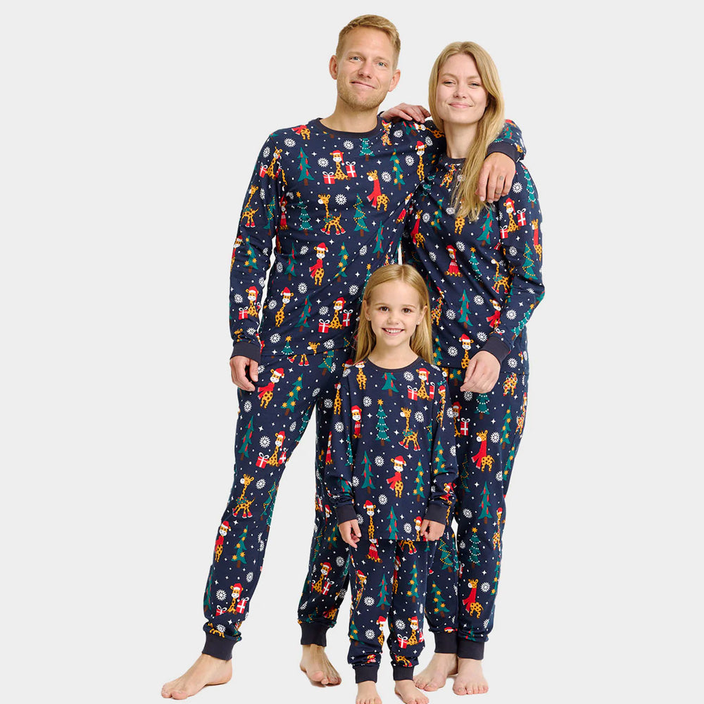 Pijama de Natal para Crianças Unisex com Girafas Família
